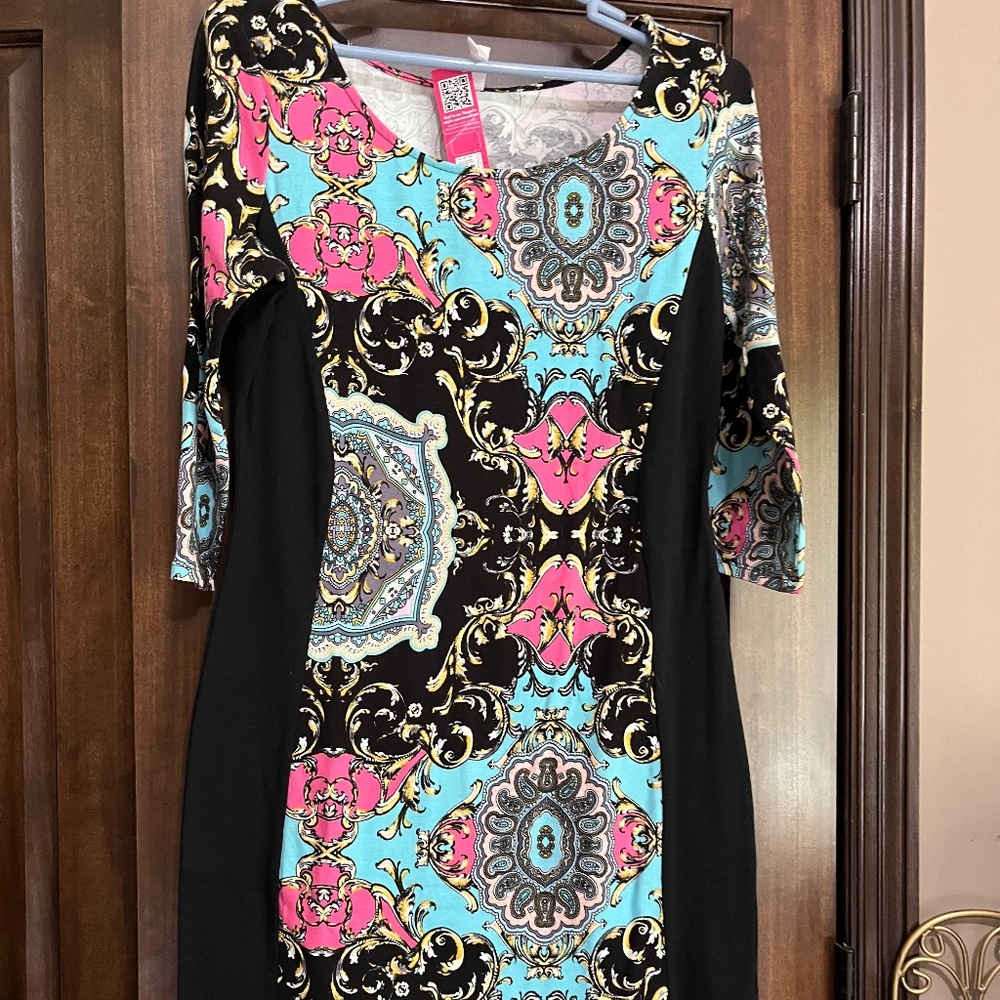 Xhilaration Black and Paisley Dress Sz. L